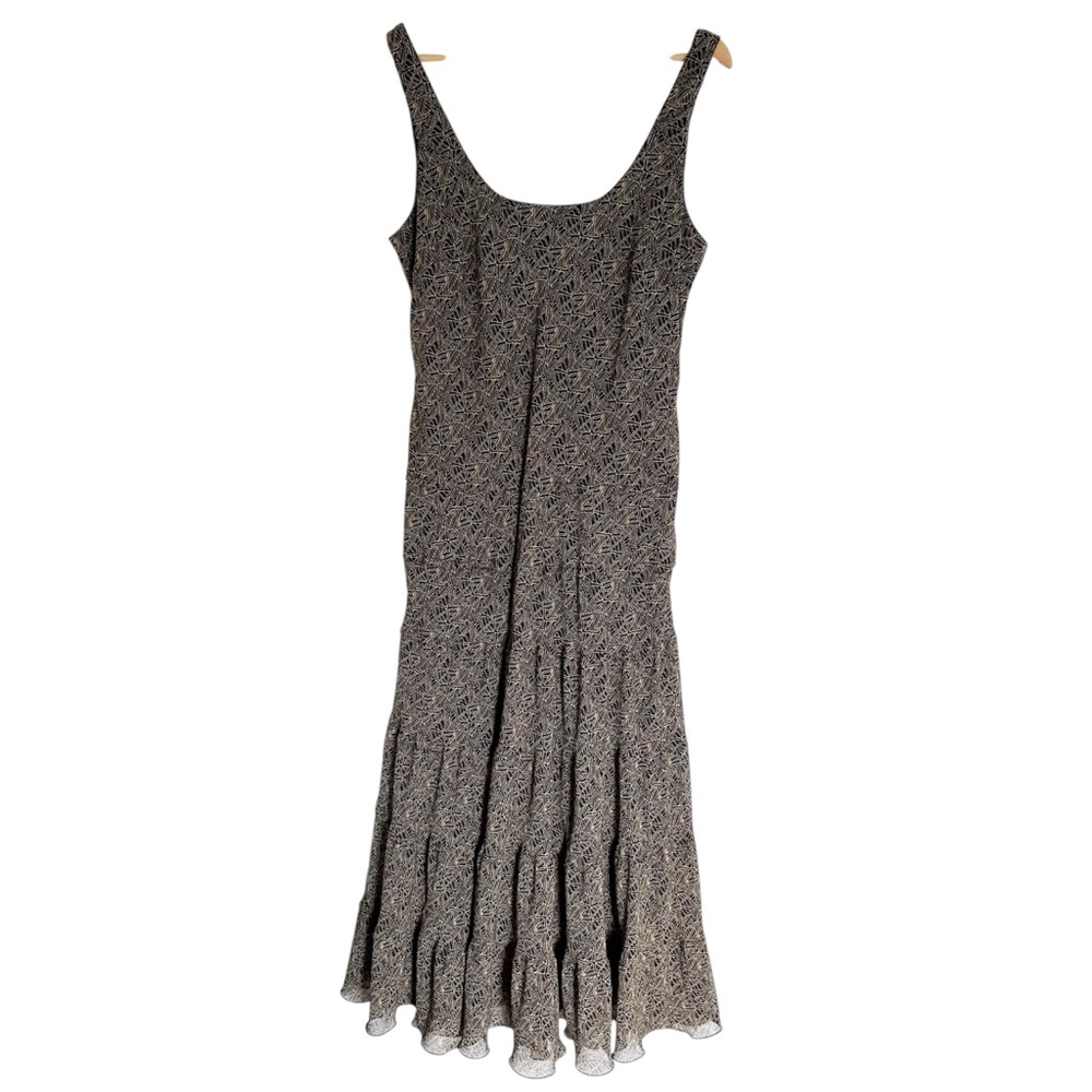 Jones Wear Black and Beige Printed Maxi Dress Size 16 Sleeveless